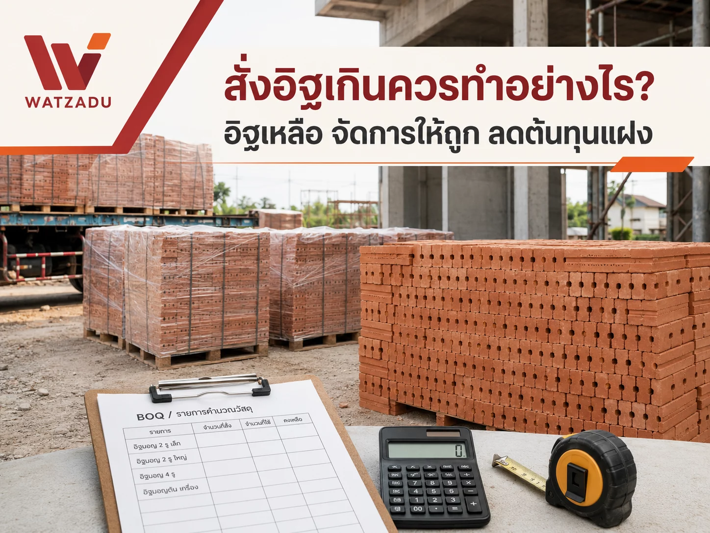 สั่งอิฐเกินควรทำอย่างไร? วิธีจัดการอิฐเหลือให้ไม่เสียพื้นที่ ไม่เสียเงิน และไม่พลาดซ้ำ