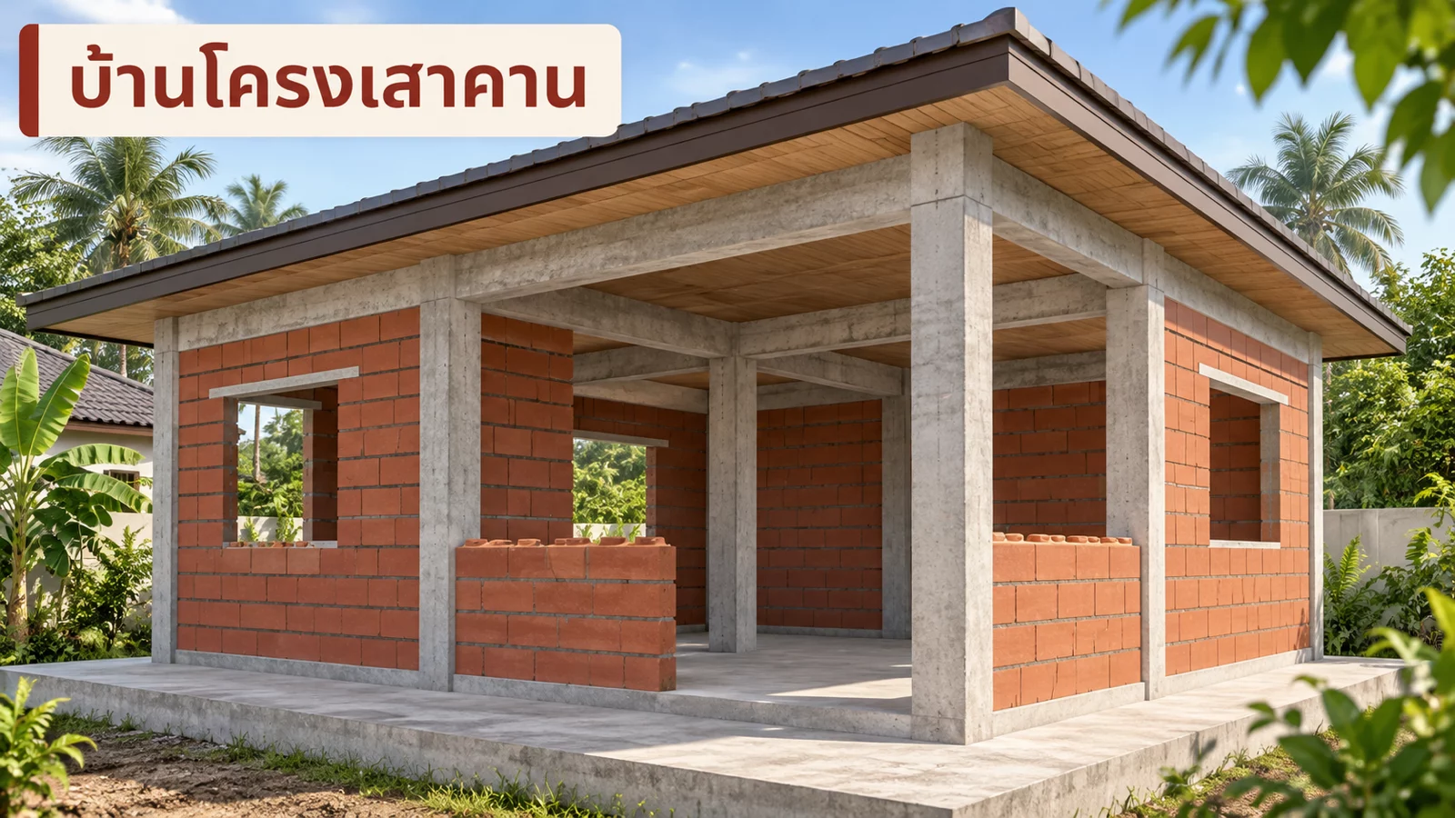 แนวคิดโครงเสาคานและผนังอิฐประสานเติมช่อง