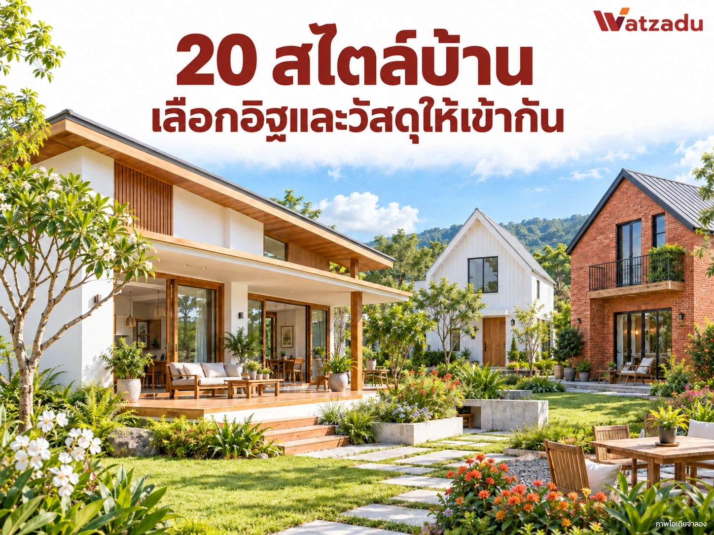 20 สไตล์บ้านพร้อมสวน โทนสว่างสดใส และแนวคิดเลือกอิฐกับวัสดุ