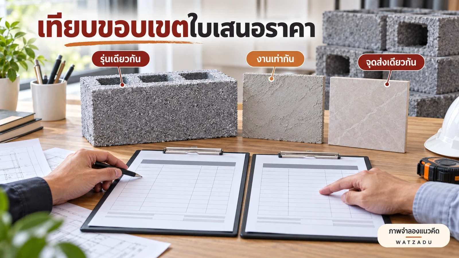 เทียบรุ่น ขอบเขตงานและจุดส่งเดียวกันก่อนเทียบยอดราคา