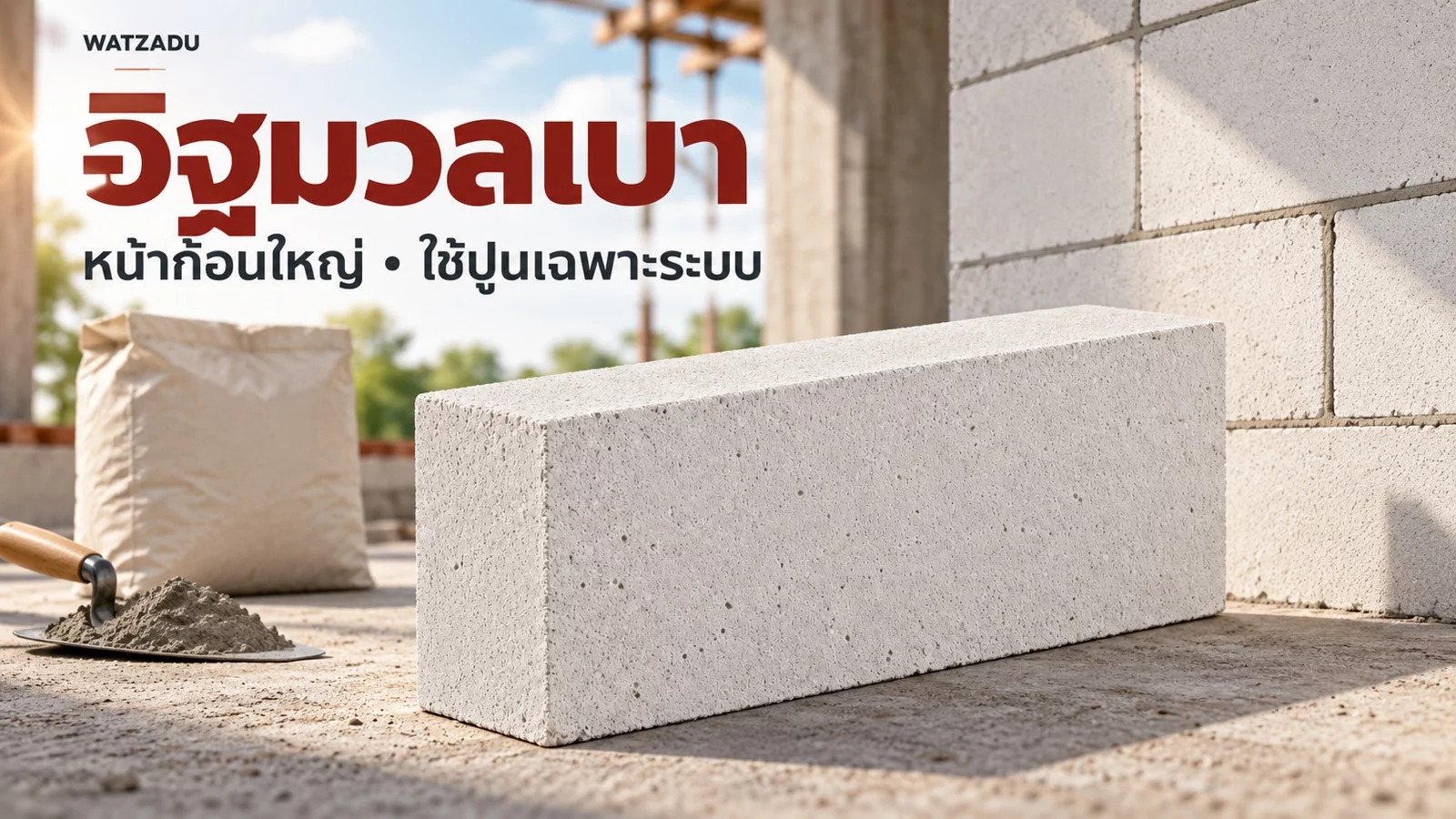 อิฐมวลเบา — หน้าก้อนใหญ่ • ใช้ปูนเฉพาะระบบ
