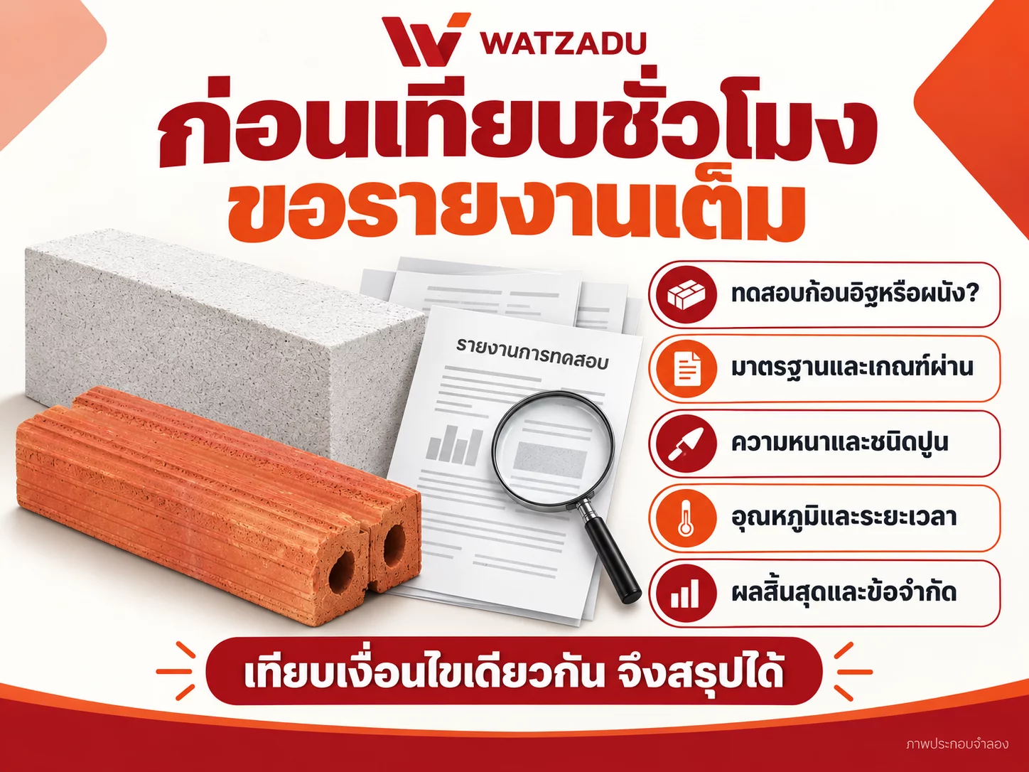 รายการตรวจรายงานทดสอบก่อนเปรียบเทียบชั่วโมง ได้แก่ ตัวอย่าง มาตรฐาน ความหนา ปูน อุณหภูมิ เวลา และเกณฑ์สิ้นสุด