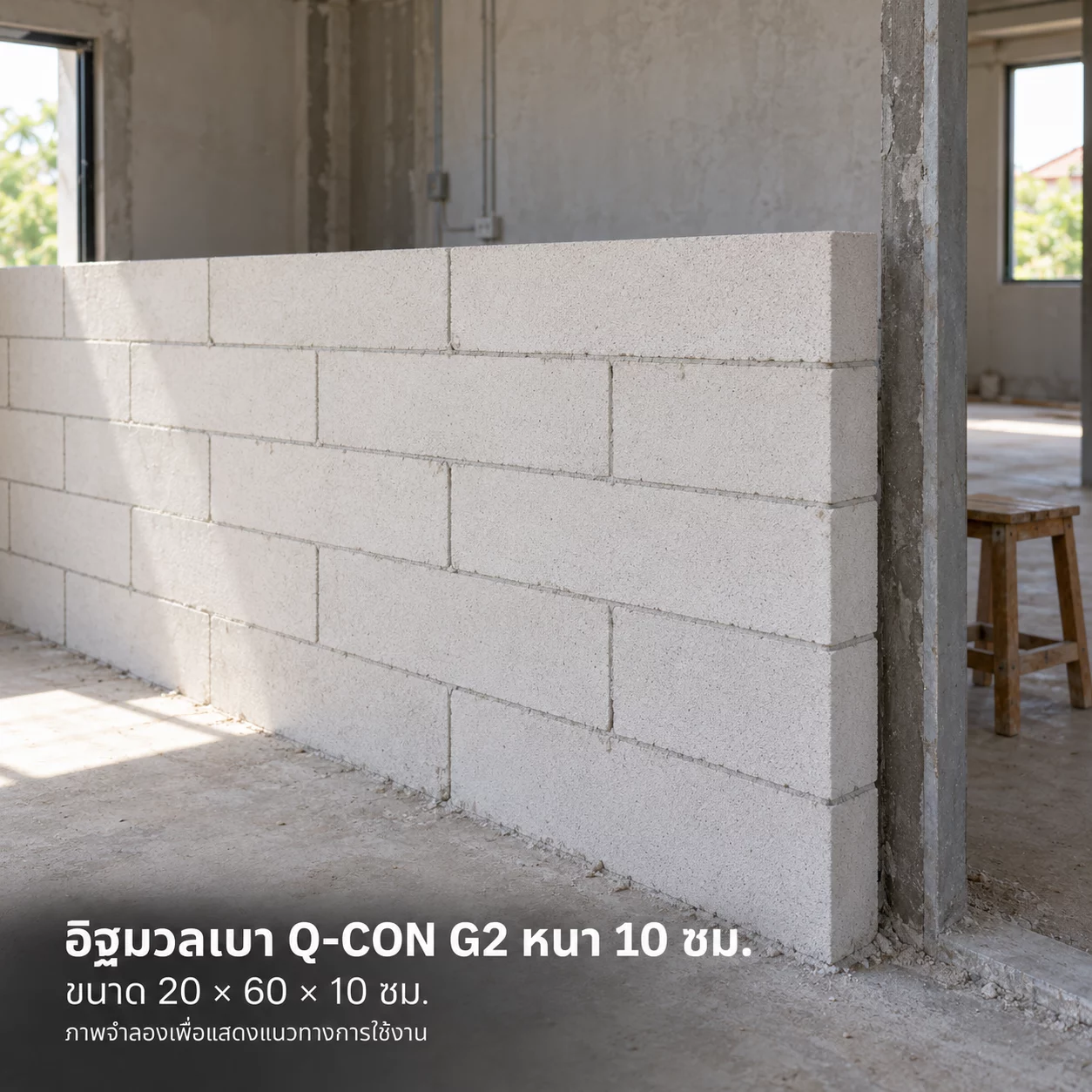 ภาพตัวอย่างจากอัลบั้ม อิฐมวลเบา Q-CON G2 หนา 10 ซม.