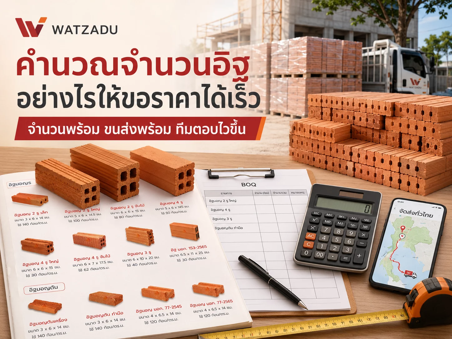 คำนวณจำนวนอิฐอย่างไรให้ขอราคาได้เร็ว ส่งข้อมูลครบ ทีมตอบไว ลดถามกลับหลายรอบ