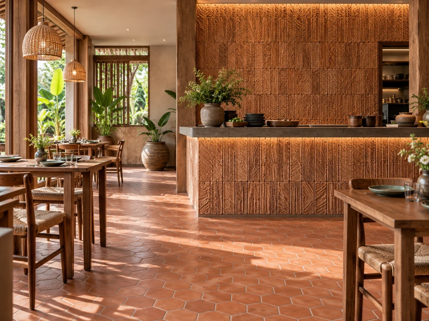 42200-03-ร้านอาหาร-ดินเผาไทยหกเหลี่ยม-สีธรรมชาติ-16×16×1.5ซม