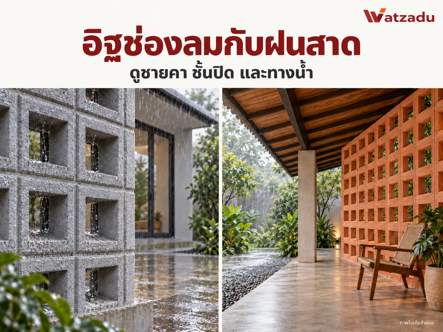 อิฐช่องลมกันฝนสาดได้ไหม วางแผนฟาซาดและระเบียงก่อนเลือก