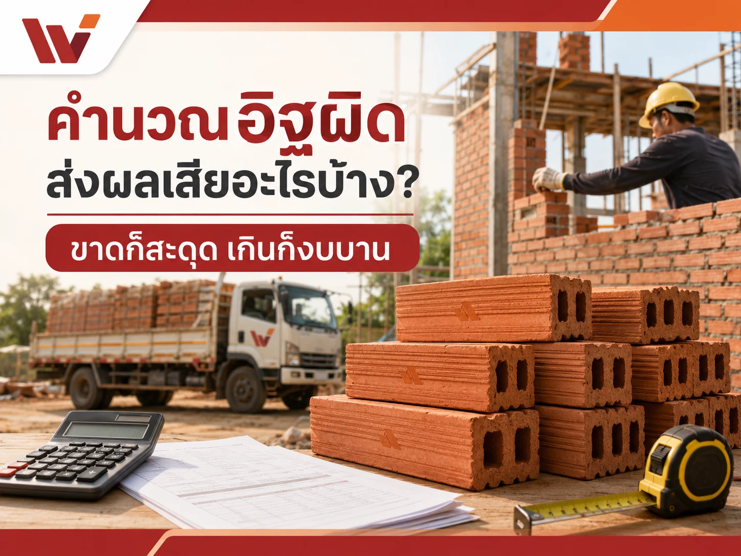 คำนวณอิฐผิด ส่งผลเสียอะไรบ้าง? ปัญหาเล็กที่ทำให้งานก่อสะดุด งบบาน และเสียค่ารถซ้ำ