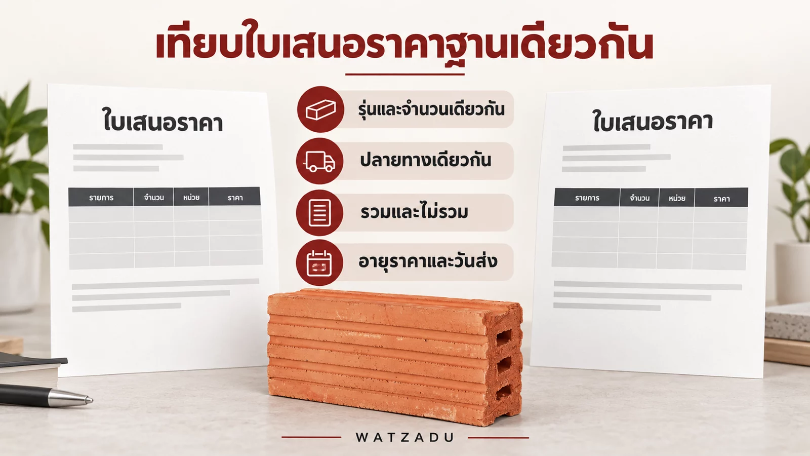 ภาพประกอบ AI: รายการเปรียบเทียบใบเสนอราคา ไม่มีราคาหรือเงื่อนไขการค้าสมมติ
