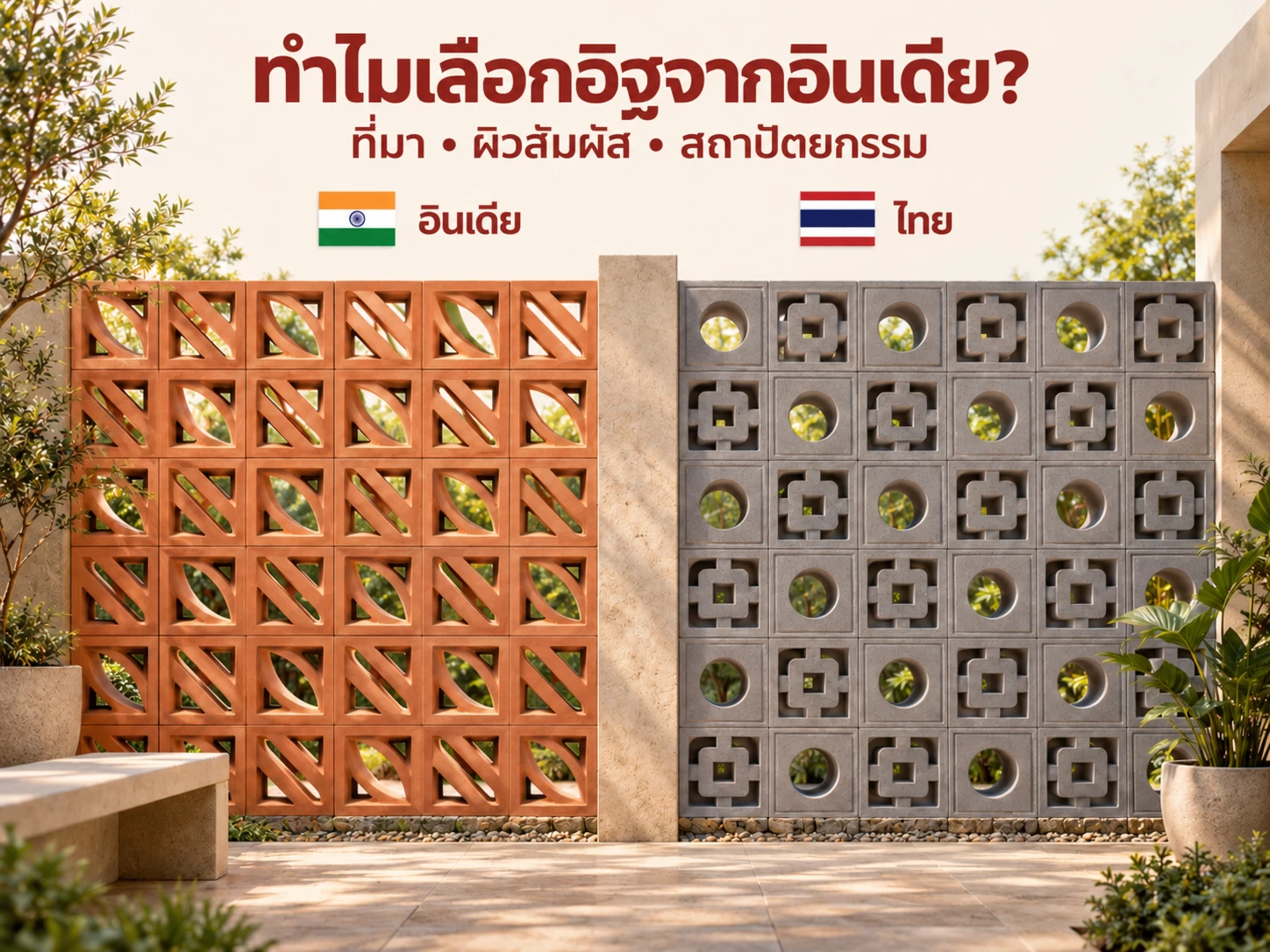 รู้จักที่มาอิฐช่องลม WATZADU: อิฐแดงจากอินเดีย และอิฐบล็อกผลิตในไทย