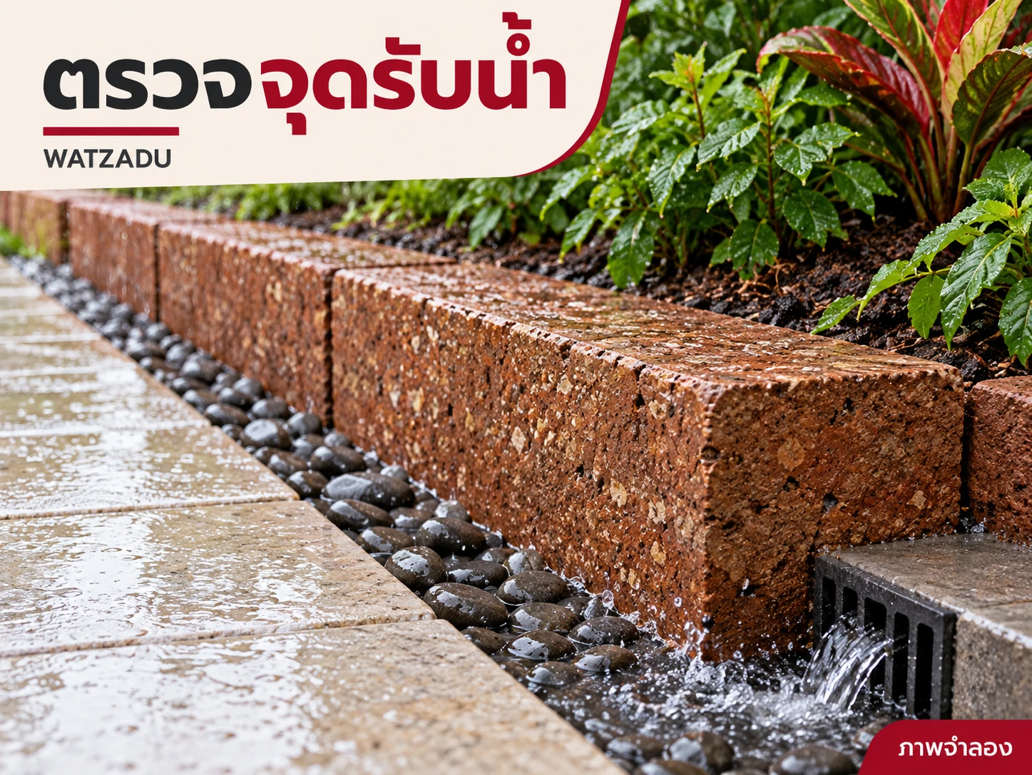 ตรวจจุดรับน้ำ — ภาพจำลองศิลาแลง