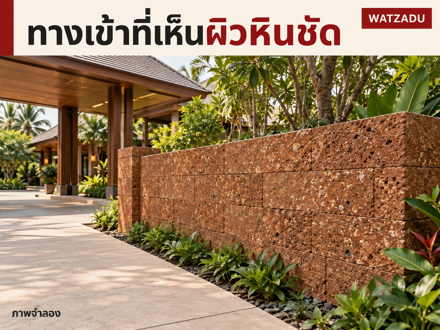ทางเข้าที่เห็นผิวหินชัด — ภาพจำลองศิลาแลง