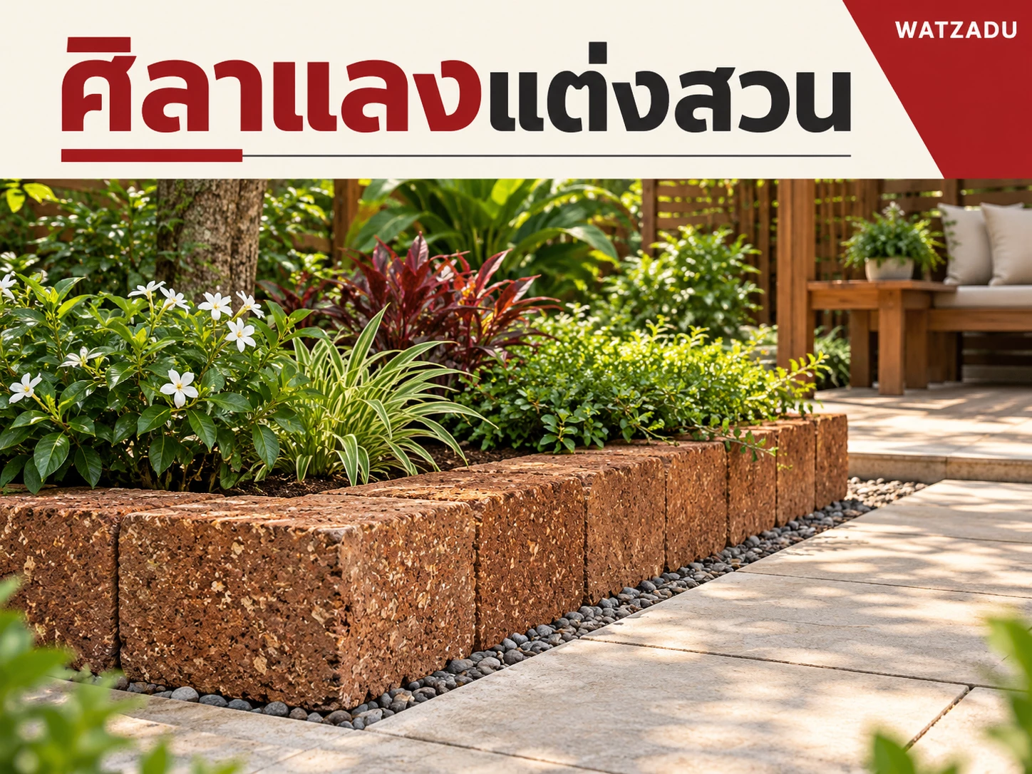 ศิลาแลงแต่งสวนใช้ทำอะไรได้บ้าง? ขอบแปลง ทางเดิน และมุมพักผ่อน