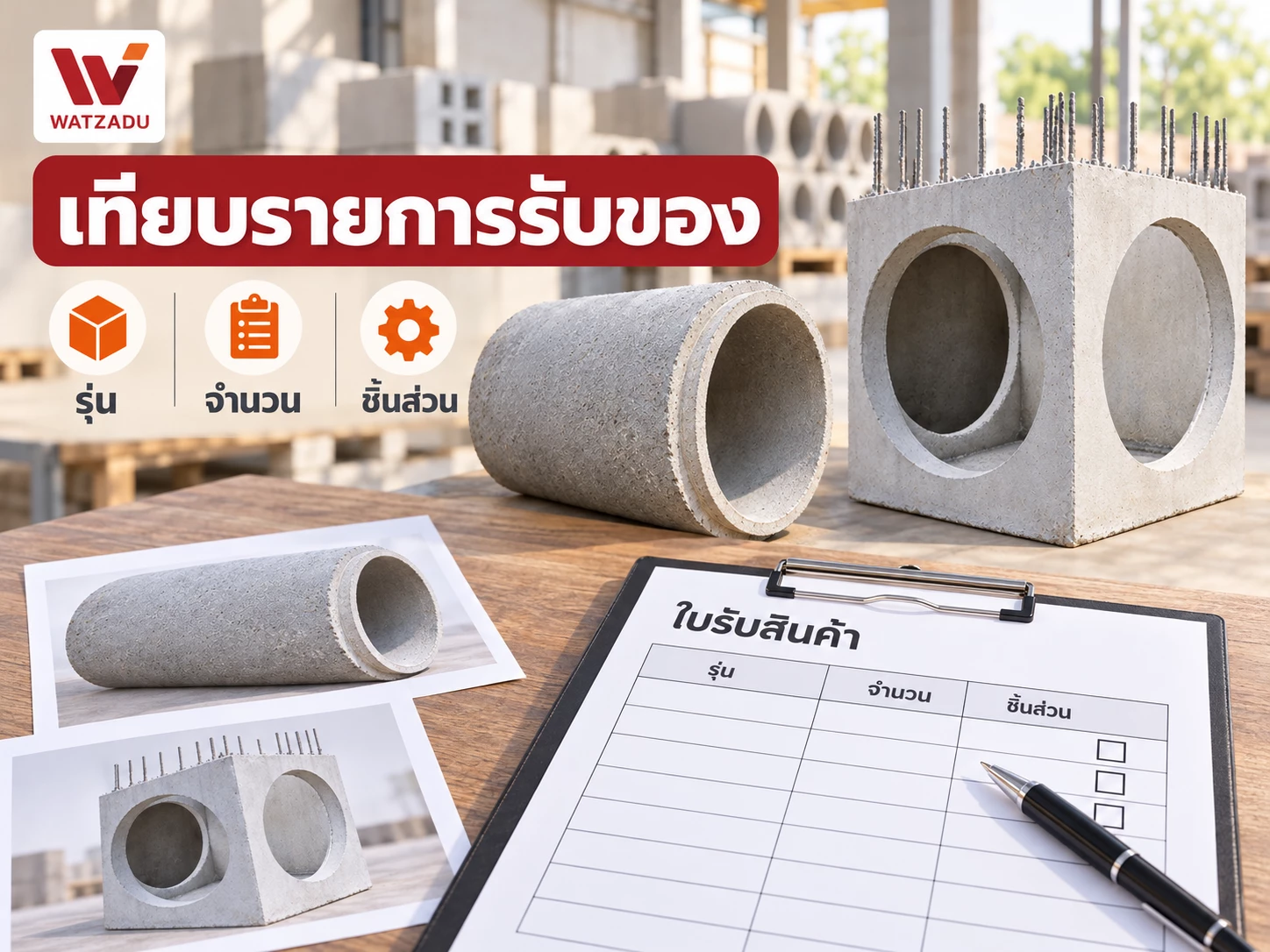 เทียบรายการรับของ — รุ่น · จำนวน · ชิ้นส่วน