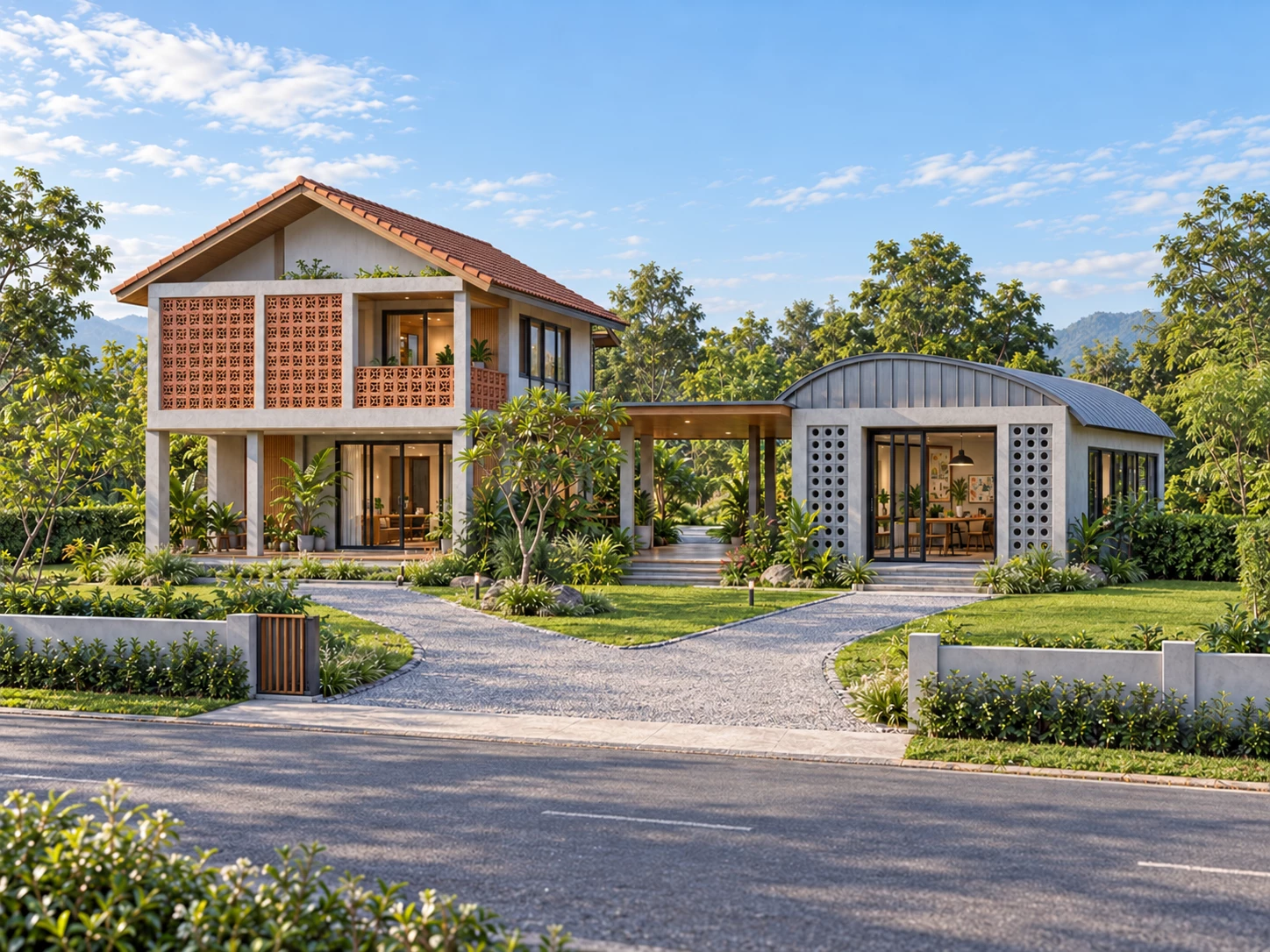 09 บ้านคู่งาน โฮมออฟฟิศทั้งหลัง พร้อมสวนและทางเข้า ใช้ฟลาวเวอร์และบอล