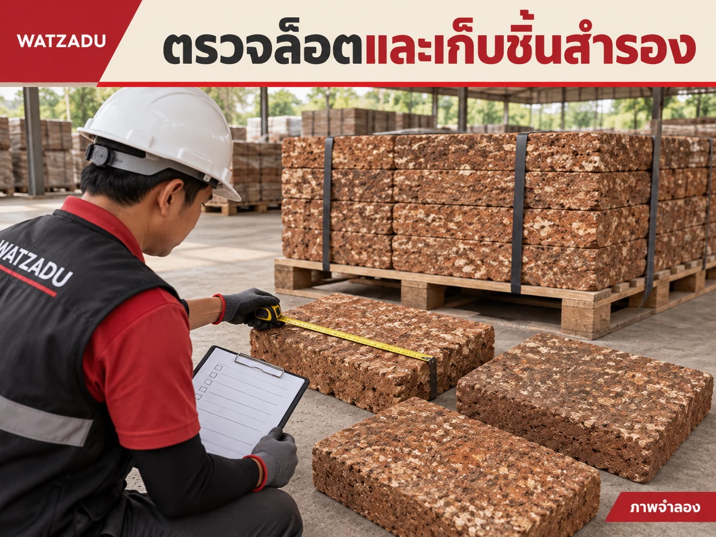 ตรวจล็อตและเก็บชิ้นสำรอง — ภาพจำลองศิลาแลง