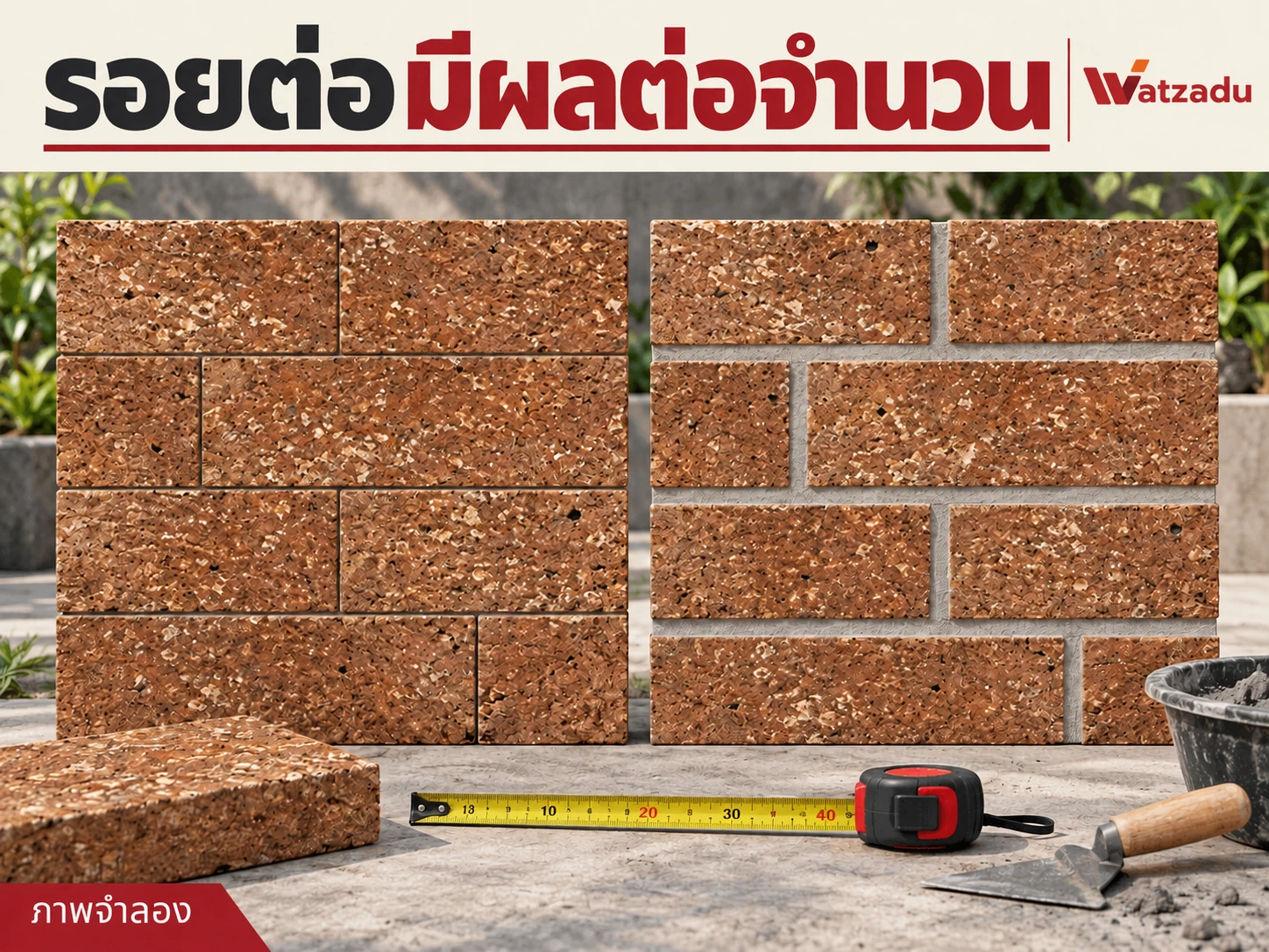 รอยต่อมีผลต่อจำนวน — ภาพจำลองศิลาแลง