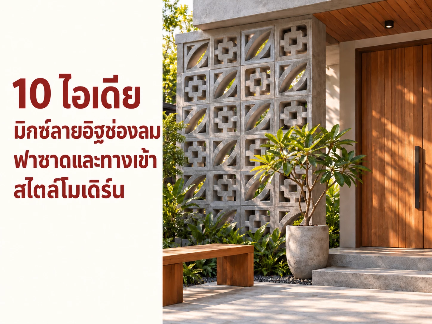 10 ไอเดียมิกซ์ลายอิฐบล็อกช่องลมสีเทา สร้างฟาซาดและทางเข้าสไตล์โมเดิร์น