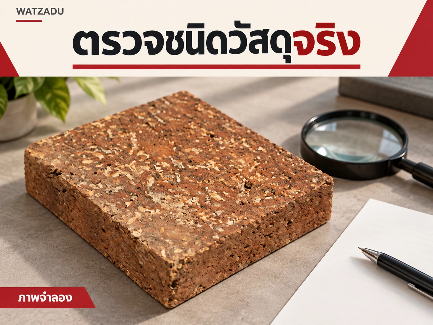ตรวจชนิดวัสดุจริง — ภาพจำลองศิลาแลง