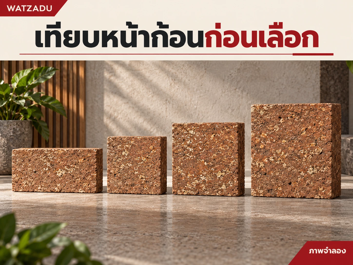 เทียบหน้าก้อนก่อนเลือก — ภาพจำลองศิลาแลง
