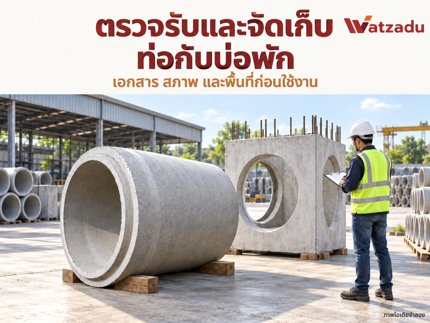 ตรวจรับและจัดเก็บท่อคอนกรีต–บ่อพัก: เอกสาร สภาพ และพื้นที่ก่อนใช้งาน